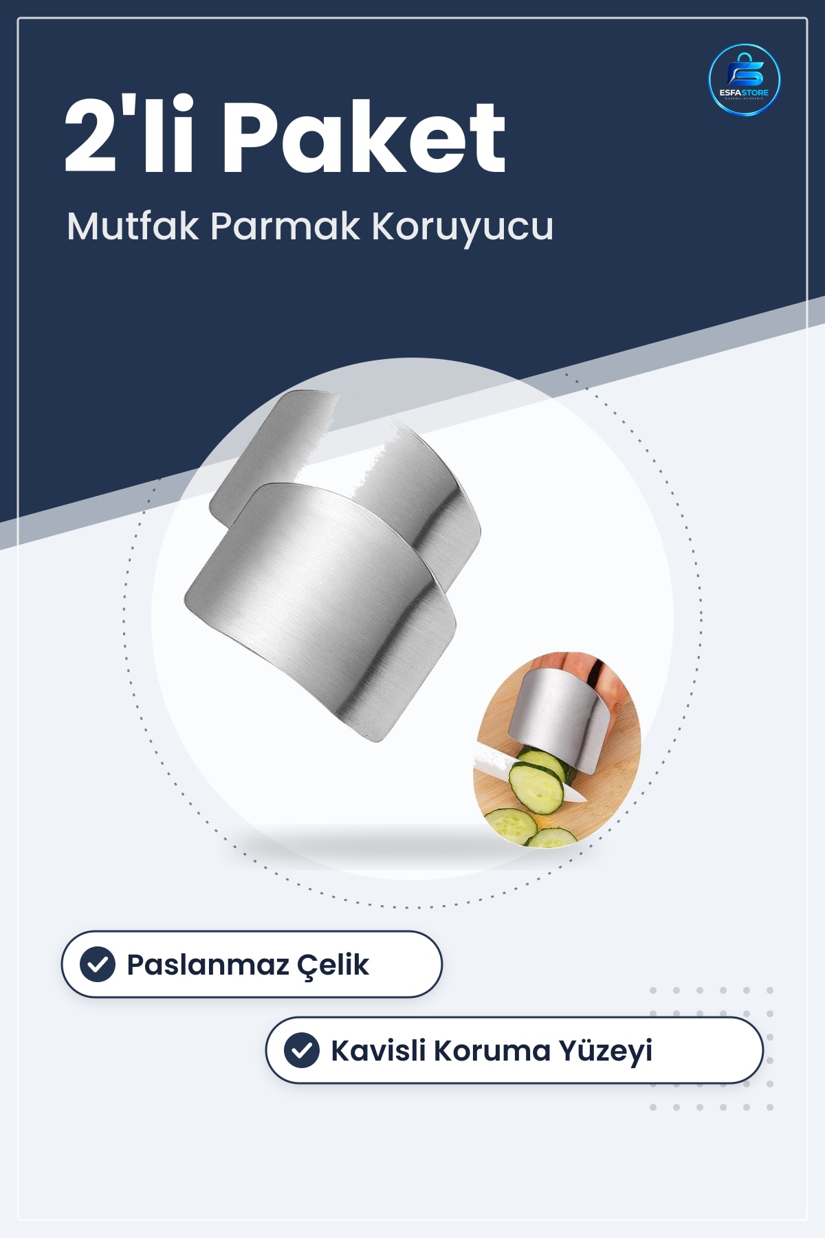 Paslanmaz Çelik Parmak Koruyucu Mutfak Aleti Hazızlı ve Güvenli Kesim Pratik Kullanım Dayanıklı
