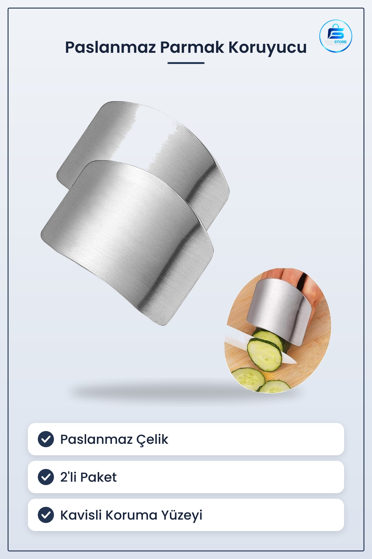 Paslanmaz Çelik Parmak Koruyucu Mutfak Aleti Hazızlı ve Güvenli Kesim Pratik Kullanım Dayanıklı
