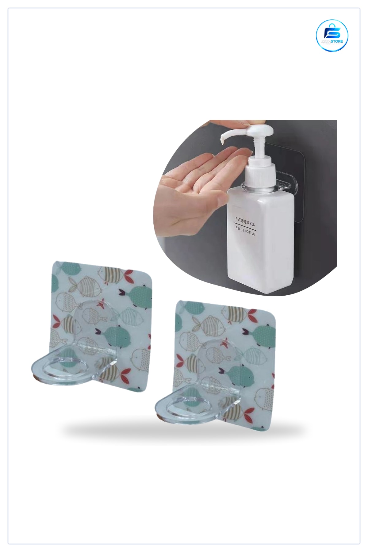 Çember Askı 2 Adet Yapışkanlı Çok Amaçlı Duvar Kancası Banyo Mutfak İçin Balık Desenli