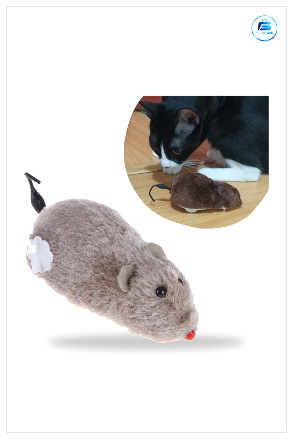Kurmalı Kedi Eğitim Oyuncağı Tüylü Peluş Fare Yakalama İnteraktif Sevimli Eğlenceli Hayvan Dostu