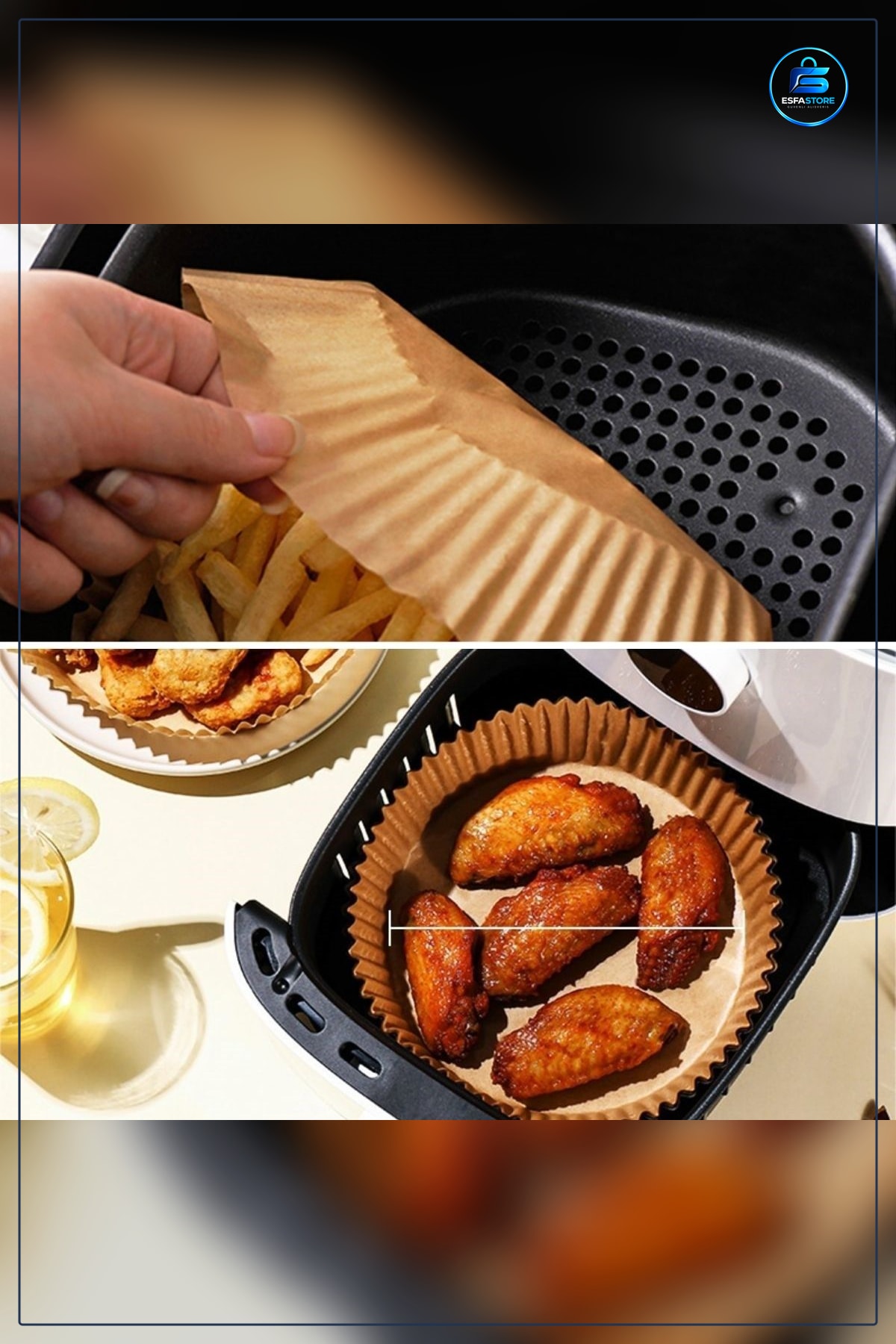 Hava Fritöz Pişirme Kağıdı Tek Kullanımlık Yuvarlak Yağ Geçirmez Yapışmaz Gıda Uyumlu Kompakt