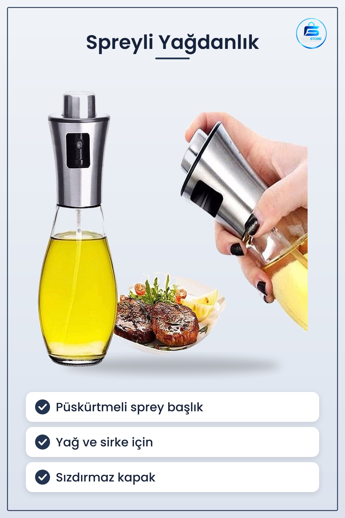 Spreyli Cam Yağdanlık Sızınmaz Sos Püskürücü Dağıtıcı Sprey Şışe 200 ml Limon Sirke