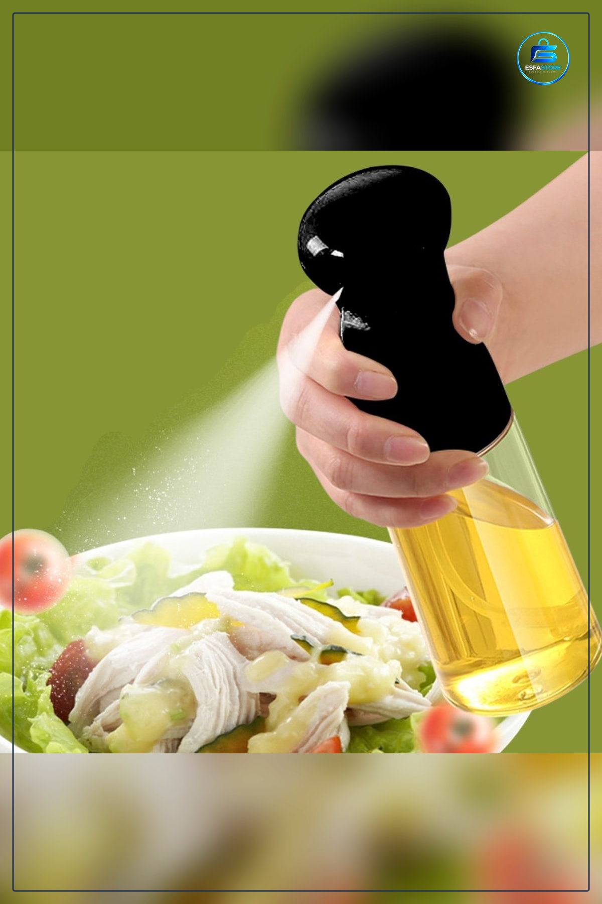 Yağ Spreyi Siyah Cam Şişe Püskürtmeli Dağıtıcı Yağdanlık Sirke Sosluk Limonluk 200 ml Mutfak Şişesi