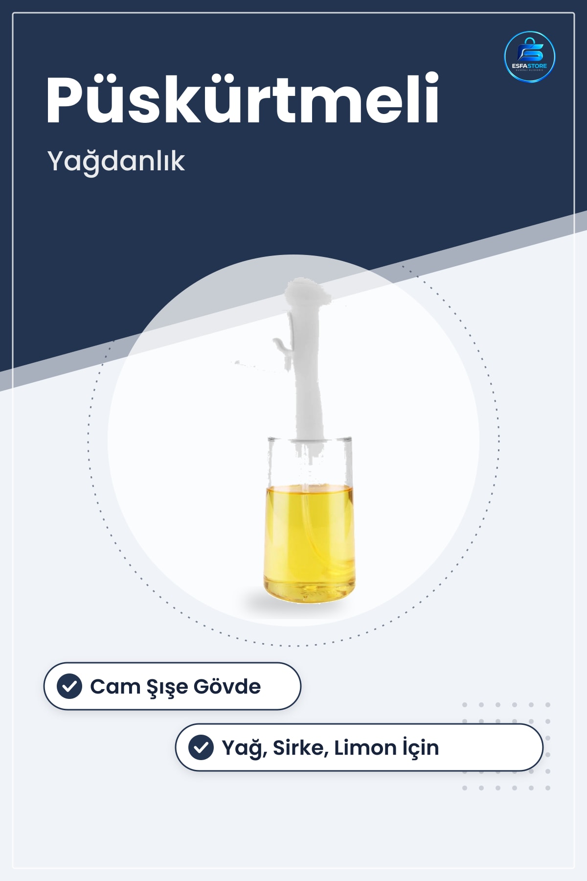 Yağ Spreyi Beyaz Cam Şişe Püskürtmeli Dağıtıcı Yağdanlık Sirke Sosluk Limonluk 200 ml Mutfak Şişesi