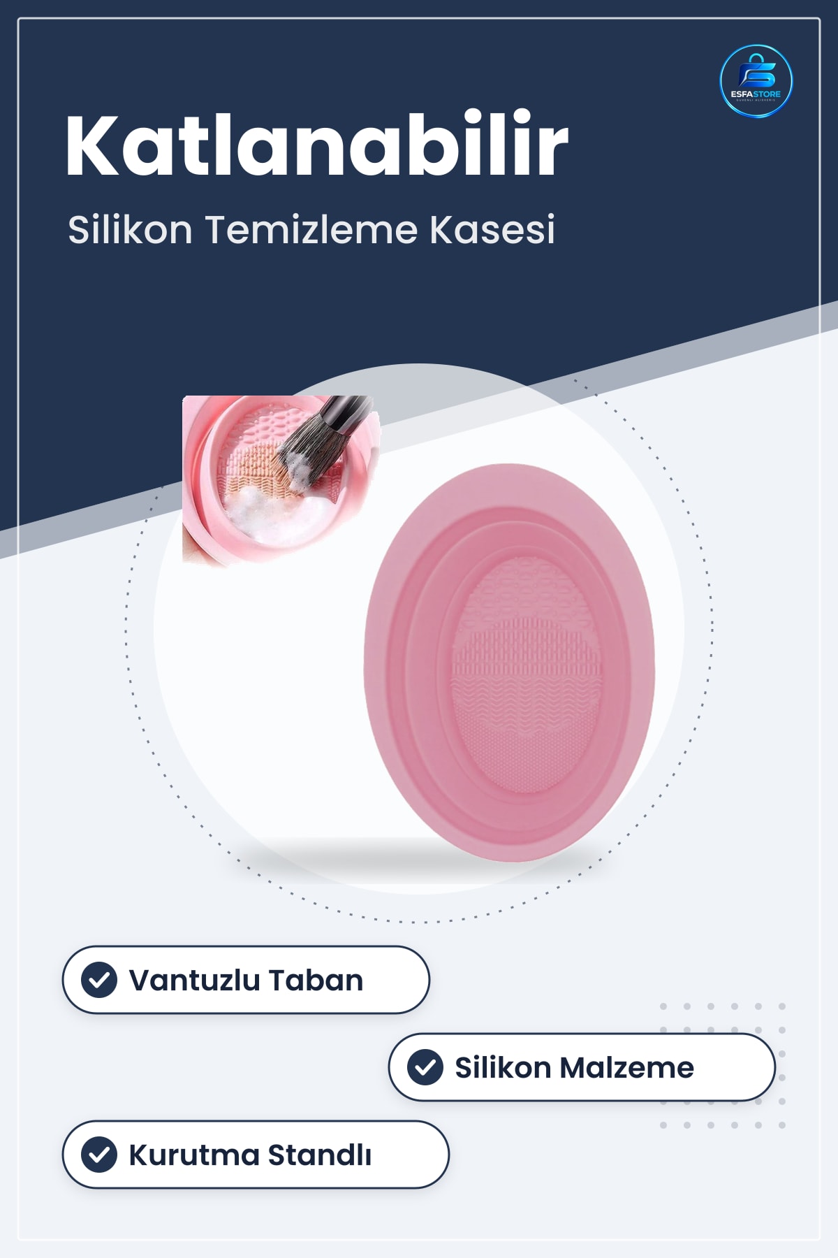 Silikon Makyaj Fırçası Temizleme Matı Katlanabilir Yıkama Pedi Kurutma Standı Kozmetik Aleti