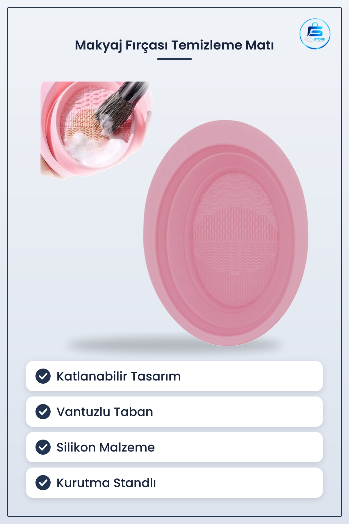 Silikon Makyaj Fırçası Temizleme Matı Katlanabilir Yıkama Pedi Kurutma Standı Kozmetik Aleti