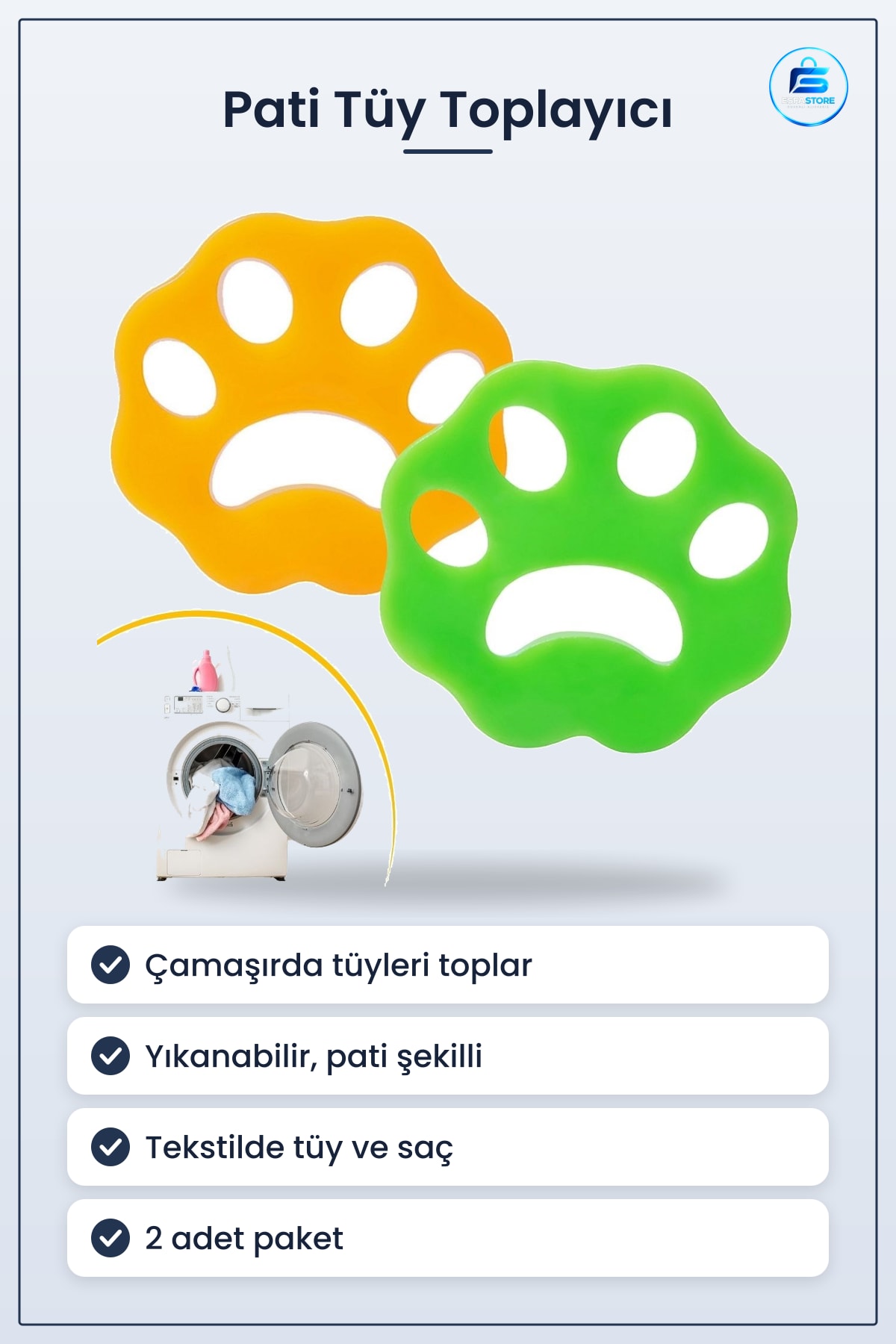 Pati Şekilli Evcil Hayvan Tüy Temizleme Aparatı Çamaşır Makinesi İçin Yıkanabilir Kullanışlı