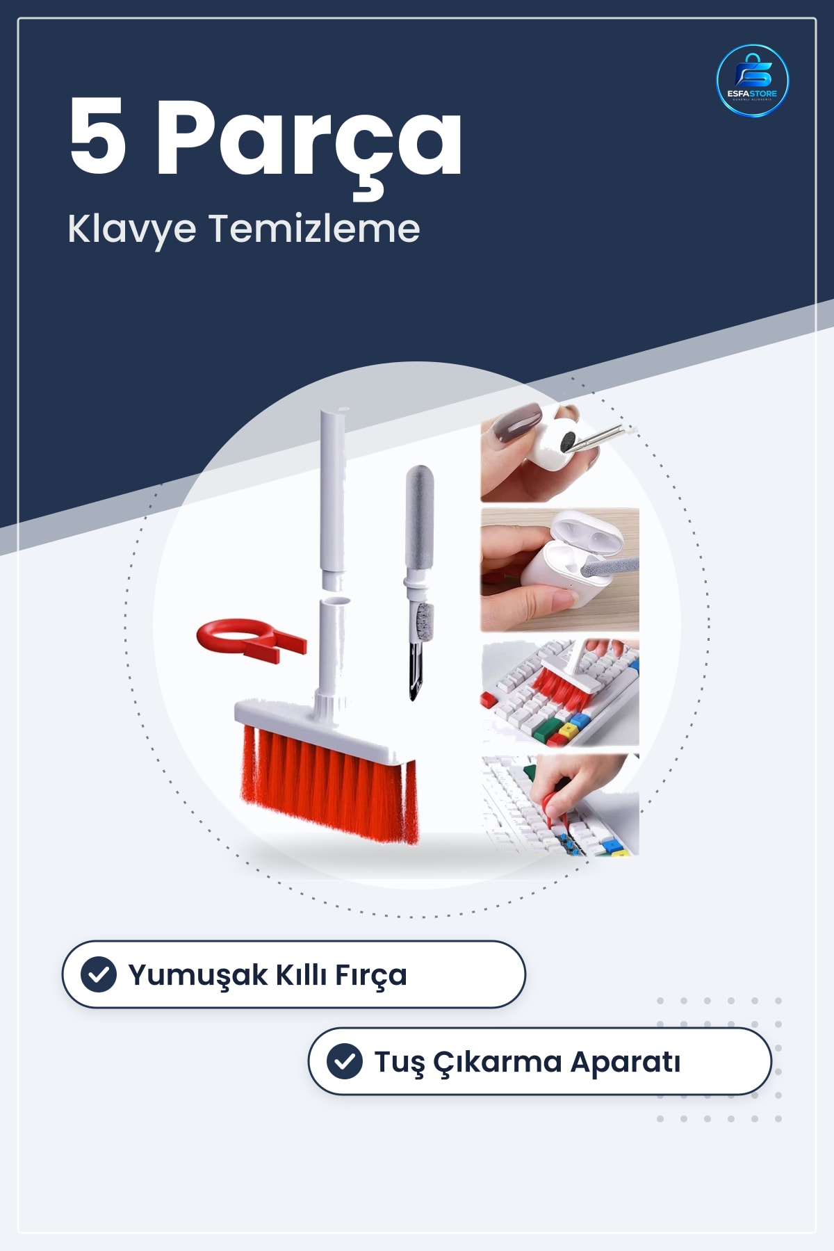 Bilgisayar Klavye Laptop Temizleme Fırçası Kırmızı Hassas Başlıklı Çok Amaçlı Düzenli 3 Sıralı