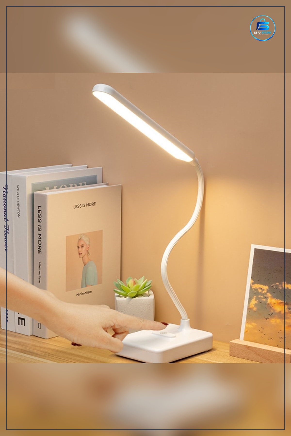Dokunmatik LED Masa Lambası 3 Kademeli Derece USB Şarjlı İnce Uzun 33 x 12 9 cm Göz Korumalı