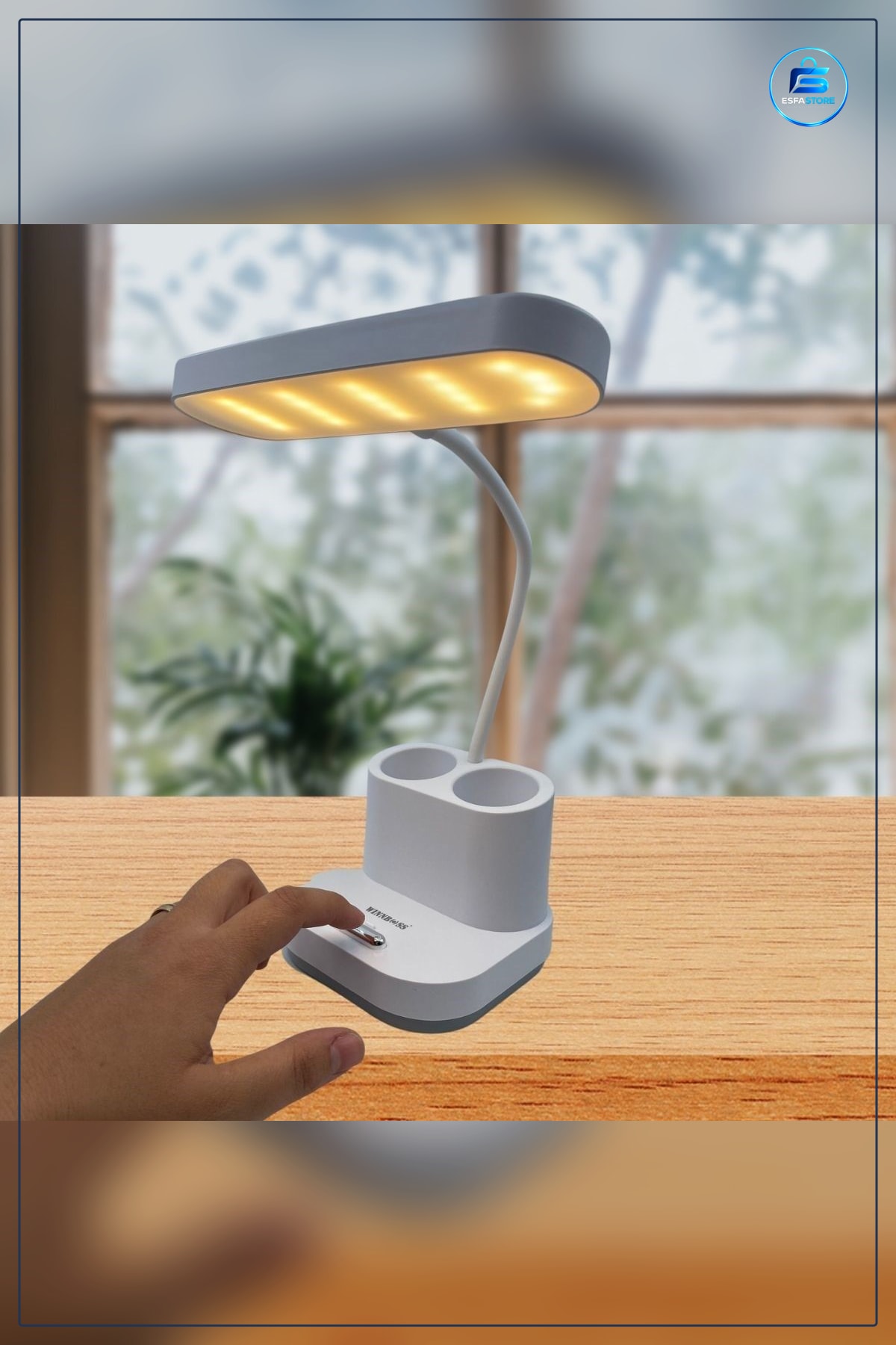 LED Masa Lambası Kalemlikli USB Şarjlı Dokunmatik 3 Kademeli Derece Göz Korumalı Lityum