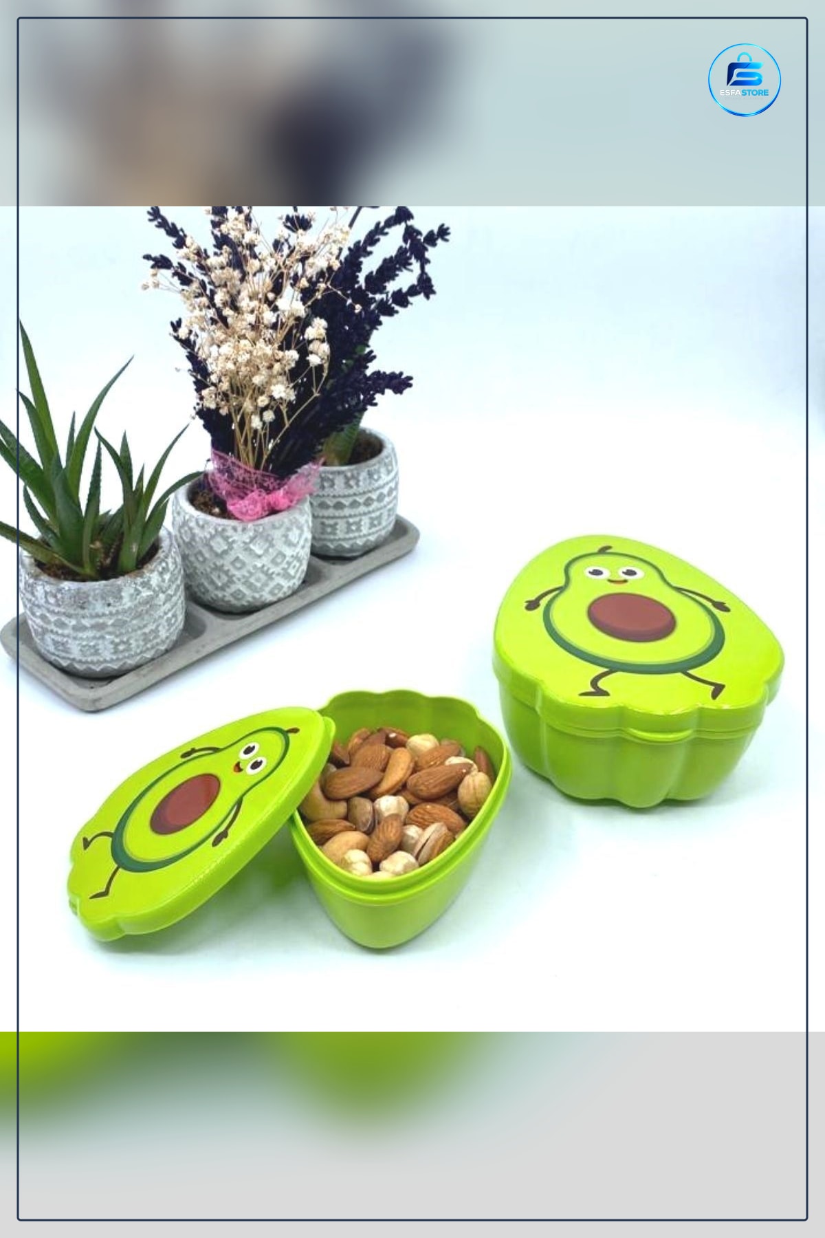 Avokado Model Saklama Kabı Seti 2'li İç İçe Geçebilen 550 ml + 250 Beslenme Kutusu Kapaklı