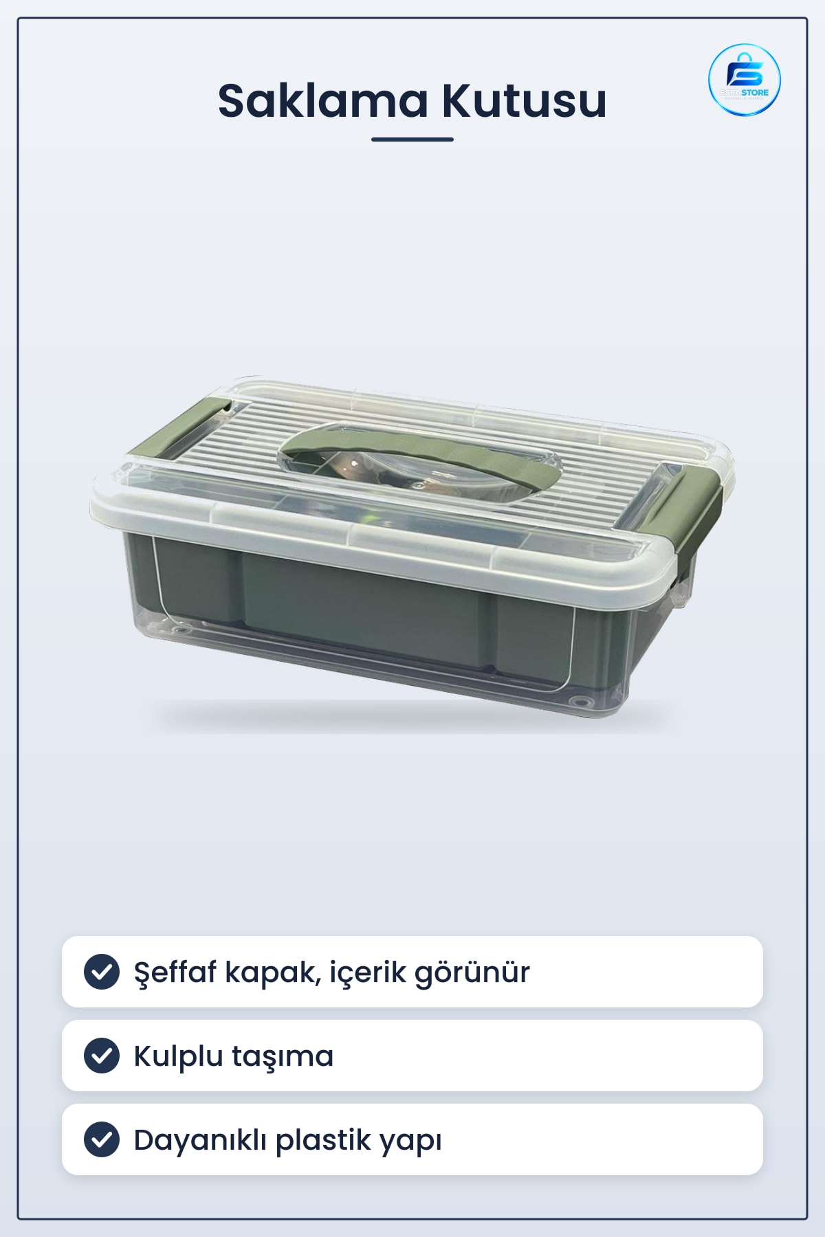 Saklama Kutusu 6 Bölmeli 3 Litre Plastik Kapaklı Kulplu Organizer Şeffaf Kapak Dayanıklı
