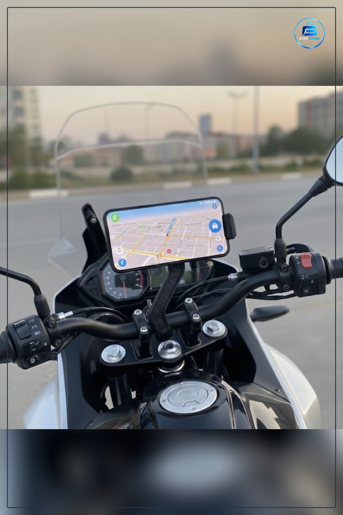 Motosiklet Gidon Telefon Tutucu Döner Kaymaz Sabitleme Sistemli Sarsıntı Önleyici Pratik Aparat