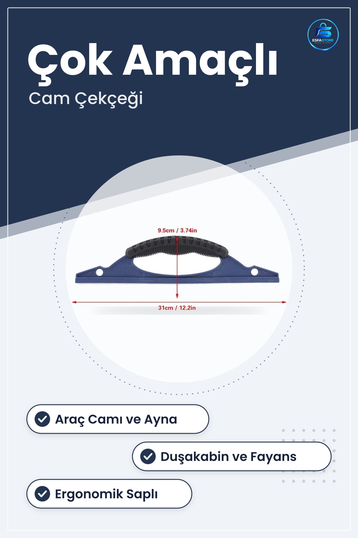 Pratik Çok Amaçlı Çekçek Araç Camı Duşakabin Fayans ve Ayna İçin Leke Temizleme Aparatı