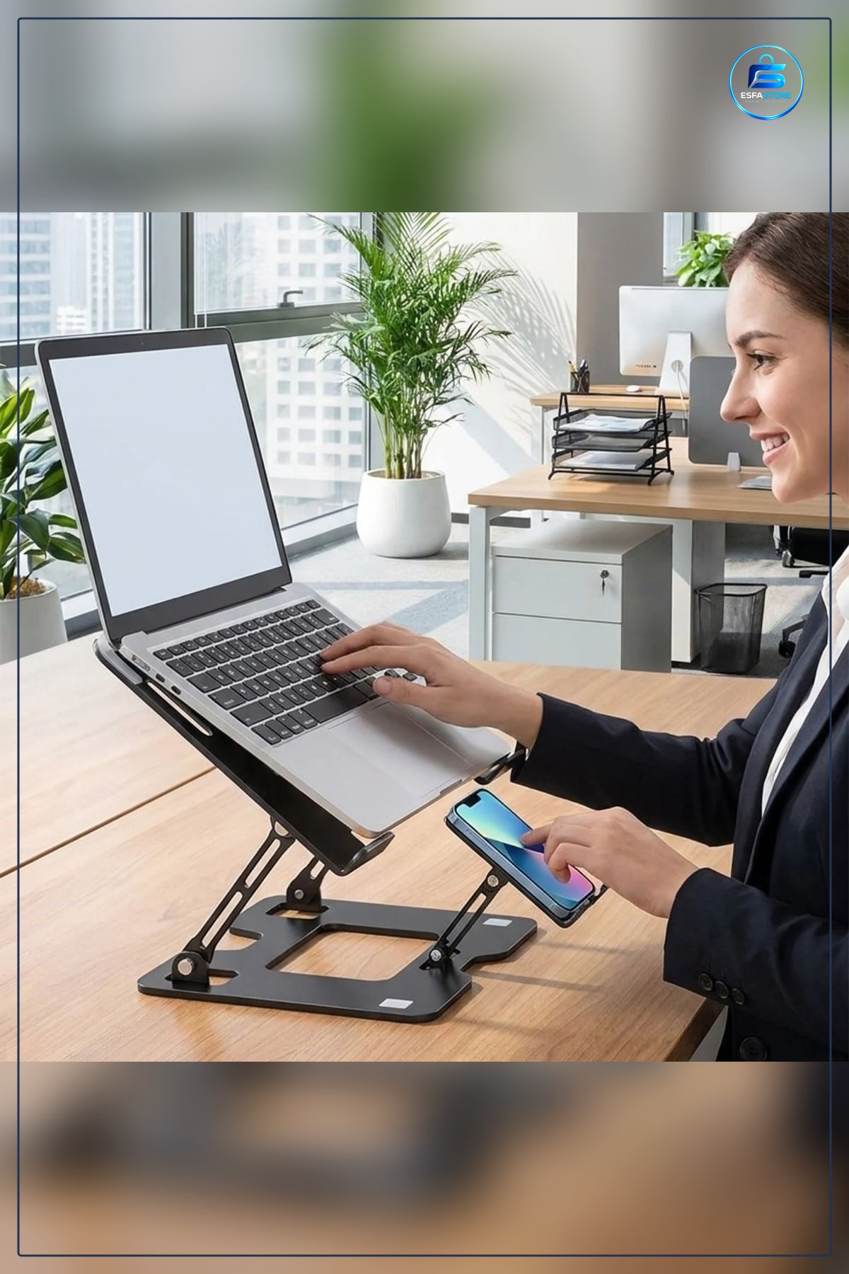 Alüminyum Laptop ve Telefon Standı Katlanabilir Ayarlanabilir Ergonomik Yükseltici Dayanıklı Pratik