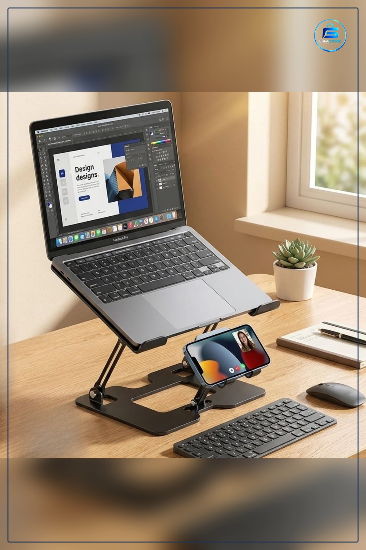 Alüminyum Laptop ve Telefon Standı Katlanabilir Ayarlanabilir Ergonomik Yükseltici Dayanıklı Pratik