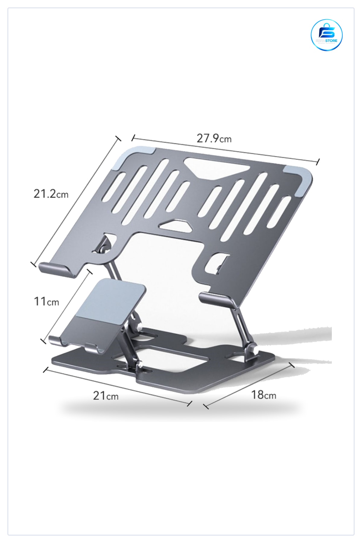 Alüminyum Laptop ve Telefon Standı Katlanabilir Ayarlanabilir Ergonomik Yükseltici Dayanıklı Pratik