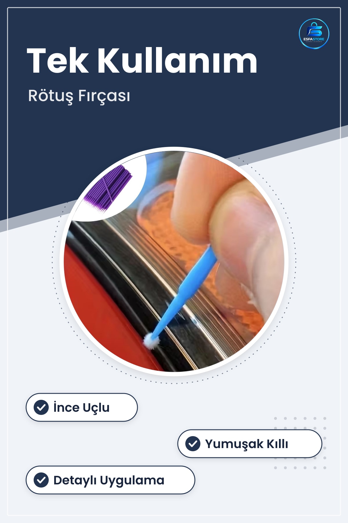 Mini Tek Kullanımlık Araba Rötuş Fırçası İnce Uçlu Yumuşak Kıllı Boya Uygulayıcı Detayllandırma
