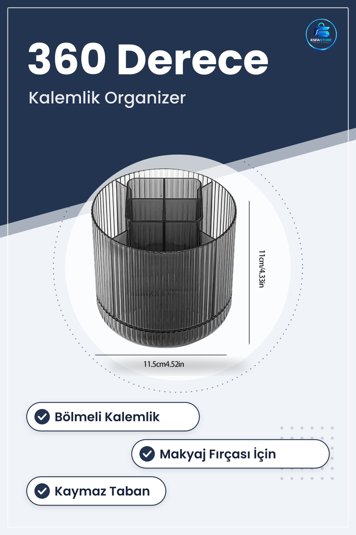 Dönebilen Plastik Masaüstü Organizer Çok Amaçlı Kalemlik Makyaj Malzemesi Düzenleyici Pratik