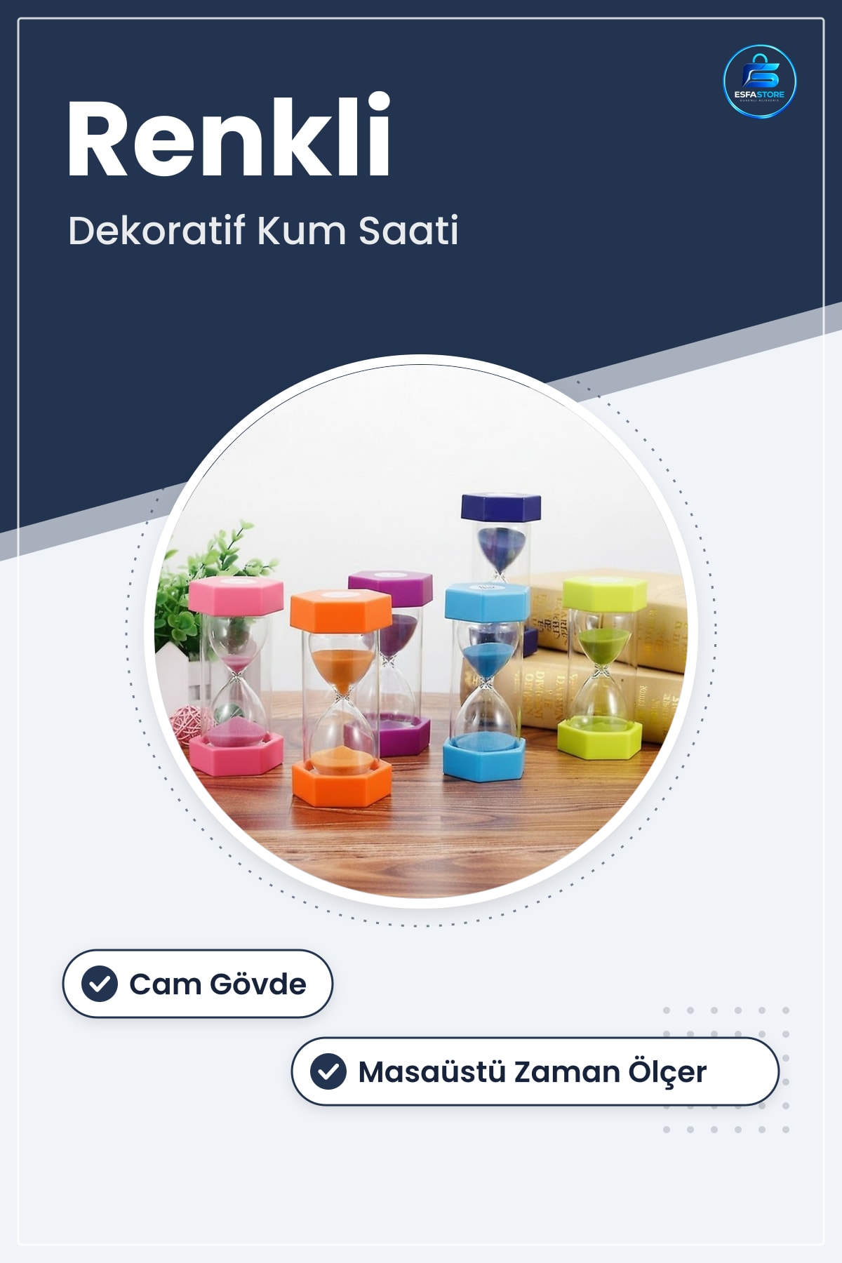 Cam Kum Saati Dekoratif Masaüstü Zaman Ölçer Estetik Ofis ve Ev Aksesuarı Hediyelik Kullanışlı