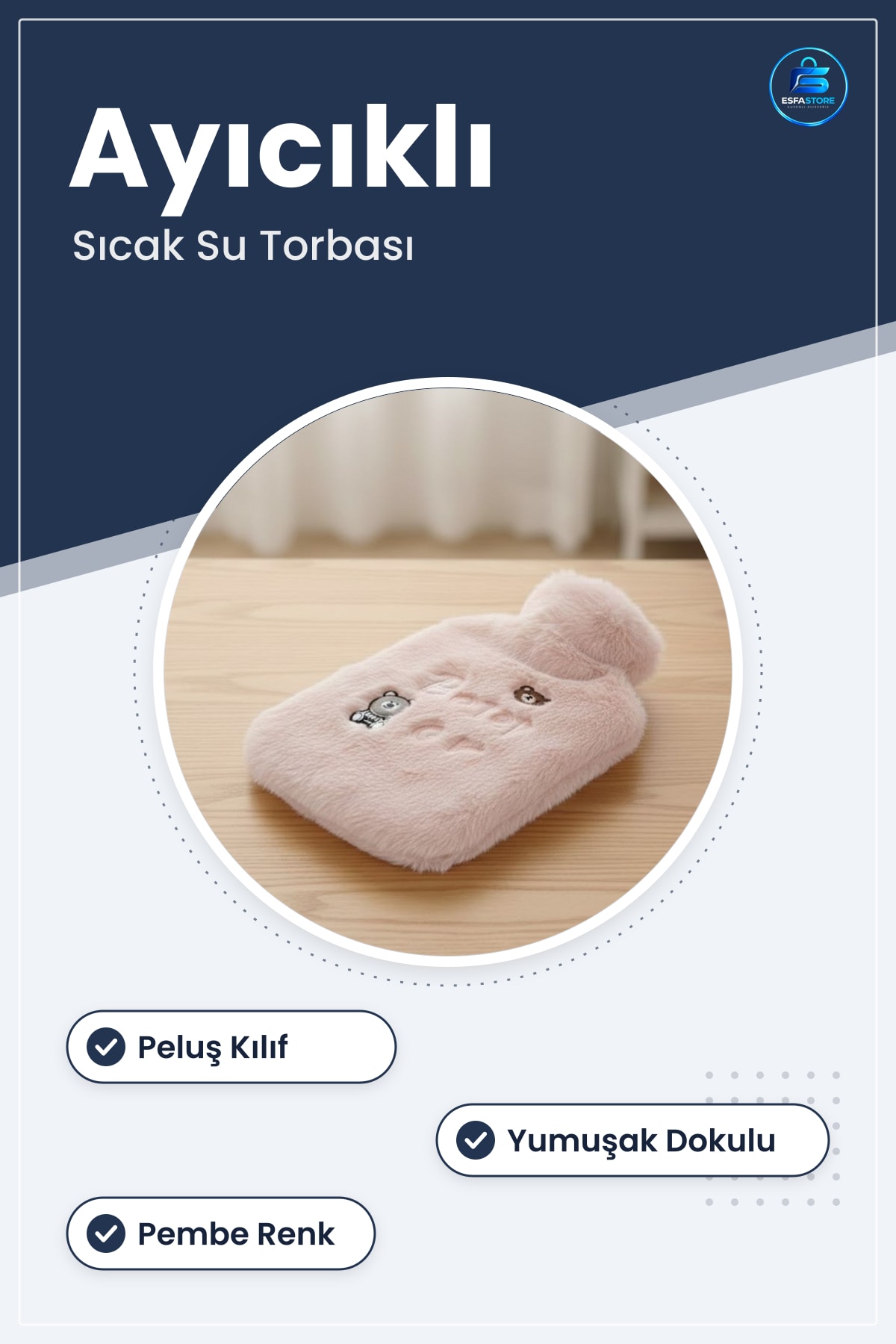 Işıklı Ayıcık Figürlü Peluş Kılıflı Sıcak Su Torbası Yumuşak Dokulu Termal Hediyelik Kullanışlı