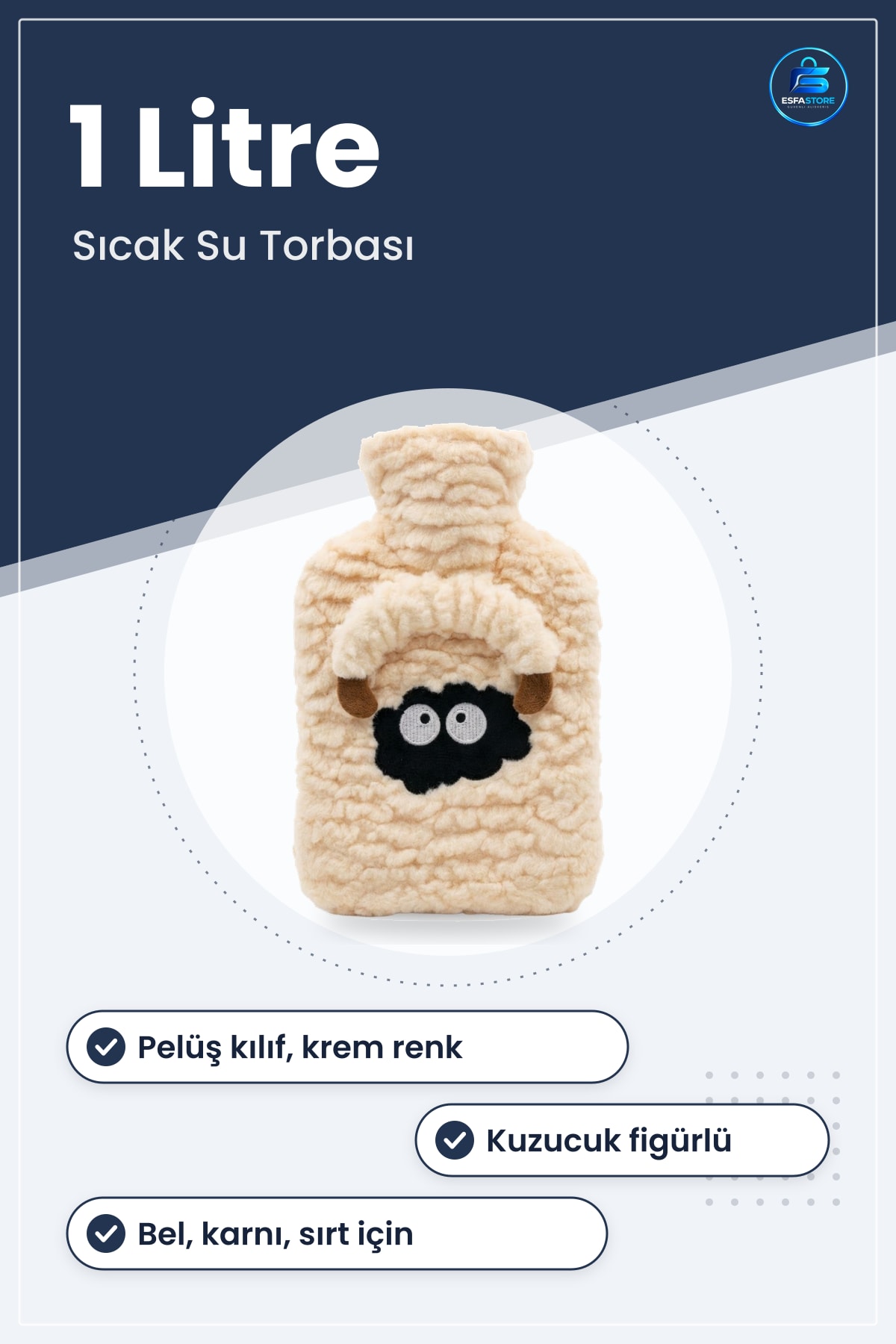 Kuzucuk Figürlü Pelüş Sıcak Su Torbası Yumuşak Kılıf Uzun Süre Koruyan Termal Yapı Hediyelik