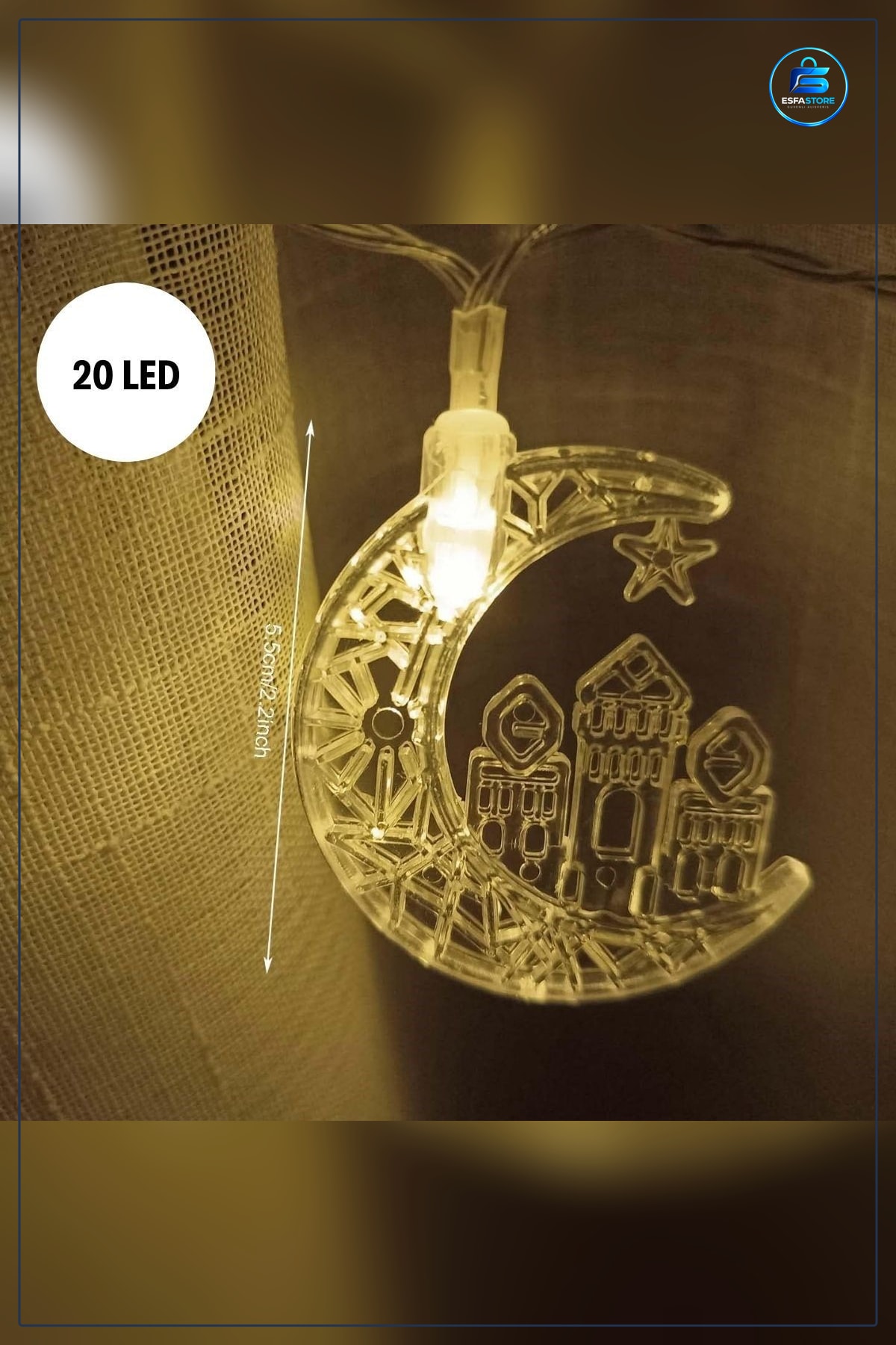 Hilal ve Cami Şekilli USB LED Işık Dekoratif Ramazan Dekorasyonu Ortam Aydınlatması Hediyelik