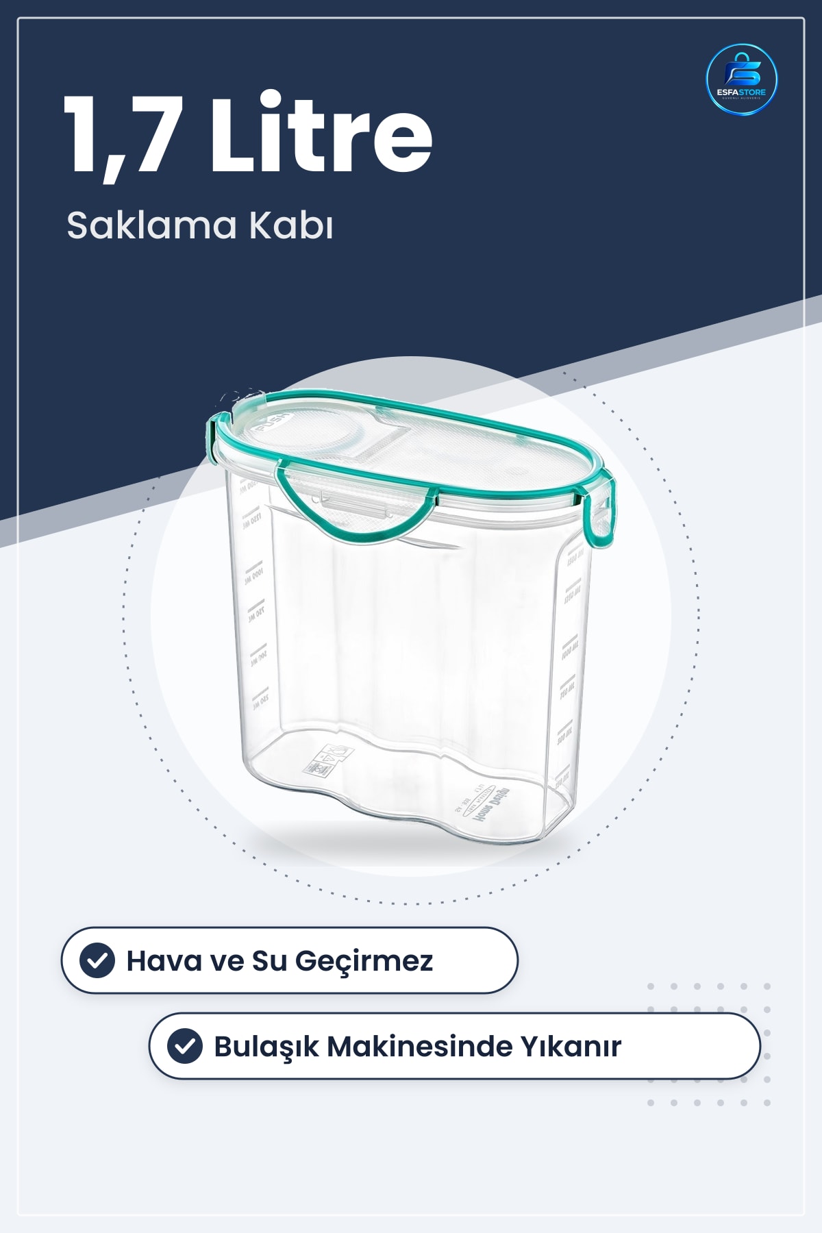 Kilitli Kapaklı Contalı Hava Su Geçirmez Plastik Erzak Saklama Kabı Mutfak İçin Bakliyat Kutusu