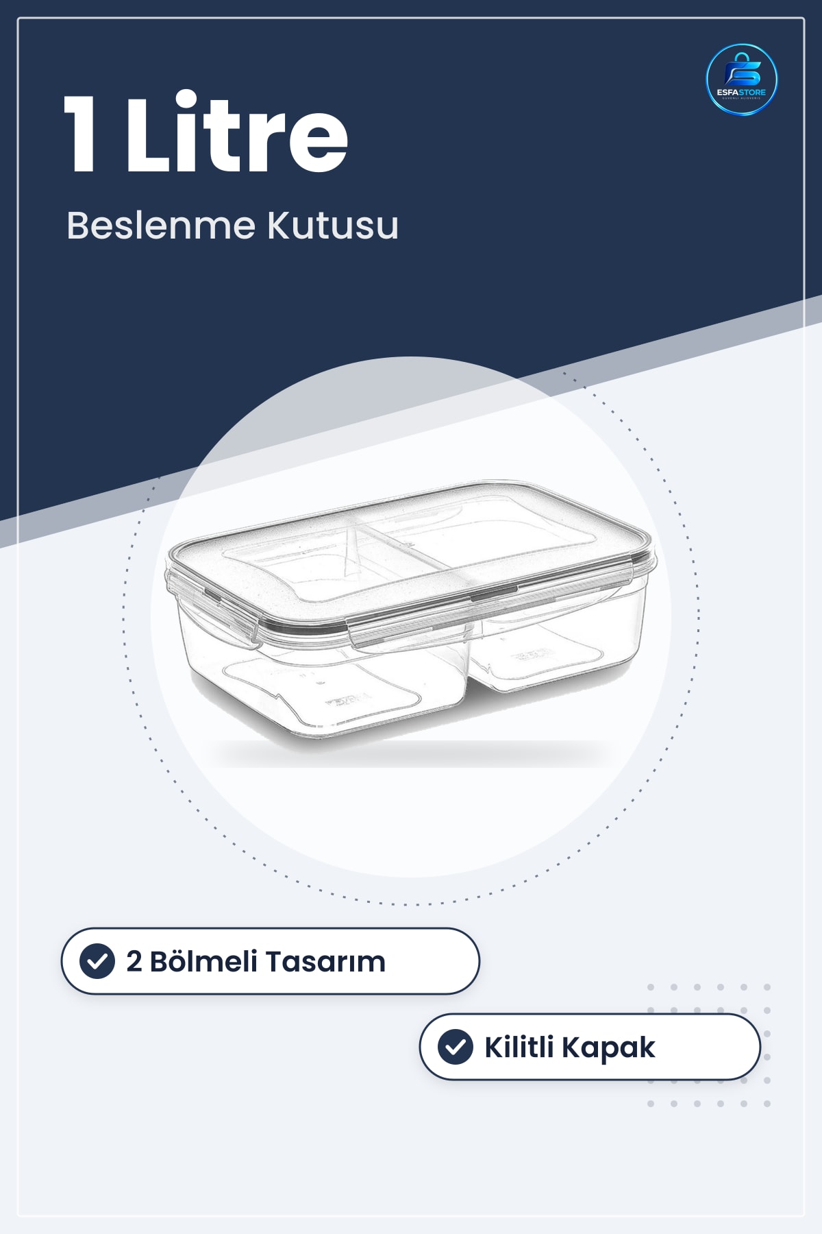 Kilitli Kapaklı Contalı Sızdırmaz Erzak Saklama Kabı Taşınabilir Bölmeli Beslenme Kutusu Pratik