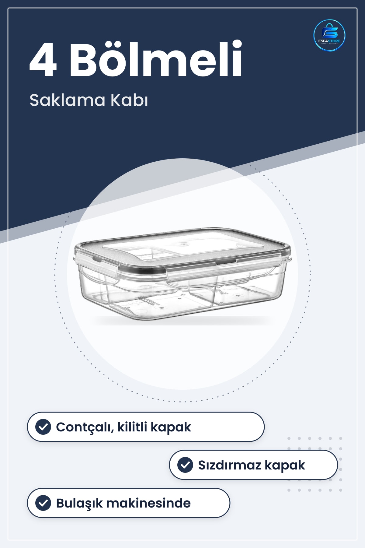 Erzak Saklama Kabı Bölmeli Sızdırmaz Contalı Kilitli Kapaklı Mutfak Beslenme Dayanıklı Pratik