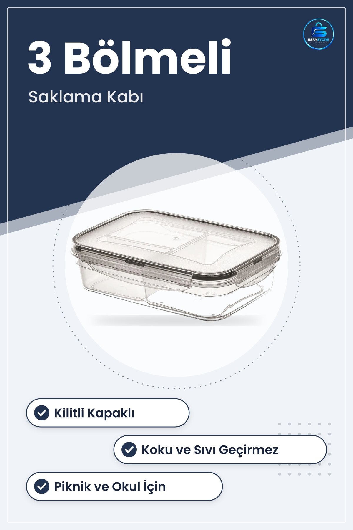 Bölmeli Kilitli Kapaklı Erzak Saklama Kabı Taşınabilir Beslenme Kutusu Diyet Piknik Plastik
