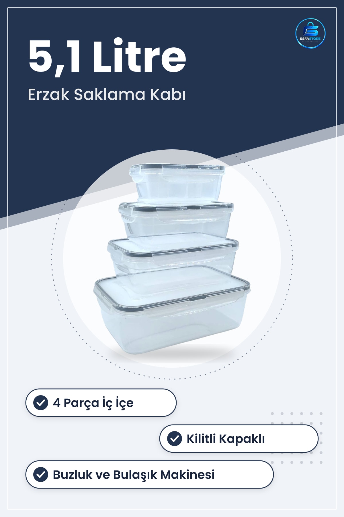Plastik Erzak Saklama Kabı Seti Hava Almaz İç İçe Sızdırmaz Kilitli Kapaklı Mutfak Düzenleyici