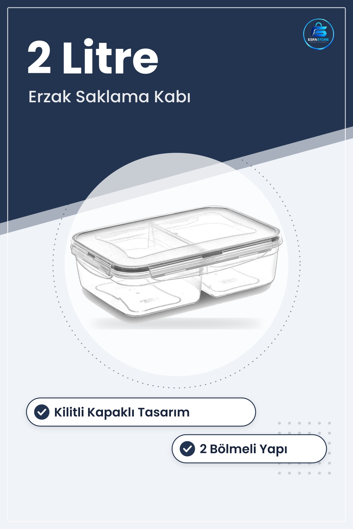 Kilitli Kapaklı Büyük Bölmeli Erzak Saklama Kabı Taşınabilir Diyet Beslenme Kutusu Pratik