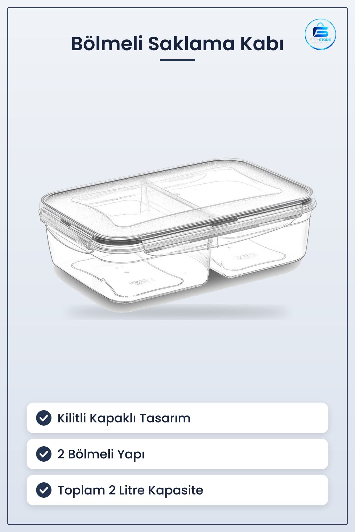 Kilitli Kapaklı Büyük Bölmeli Erzak Saklama Kabı Taşınabilir Diyet Beslenme Kutusu Pratik