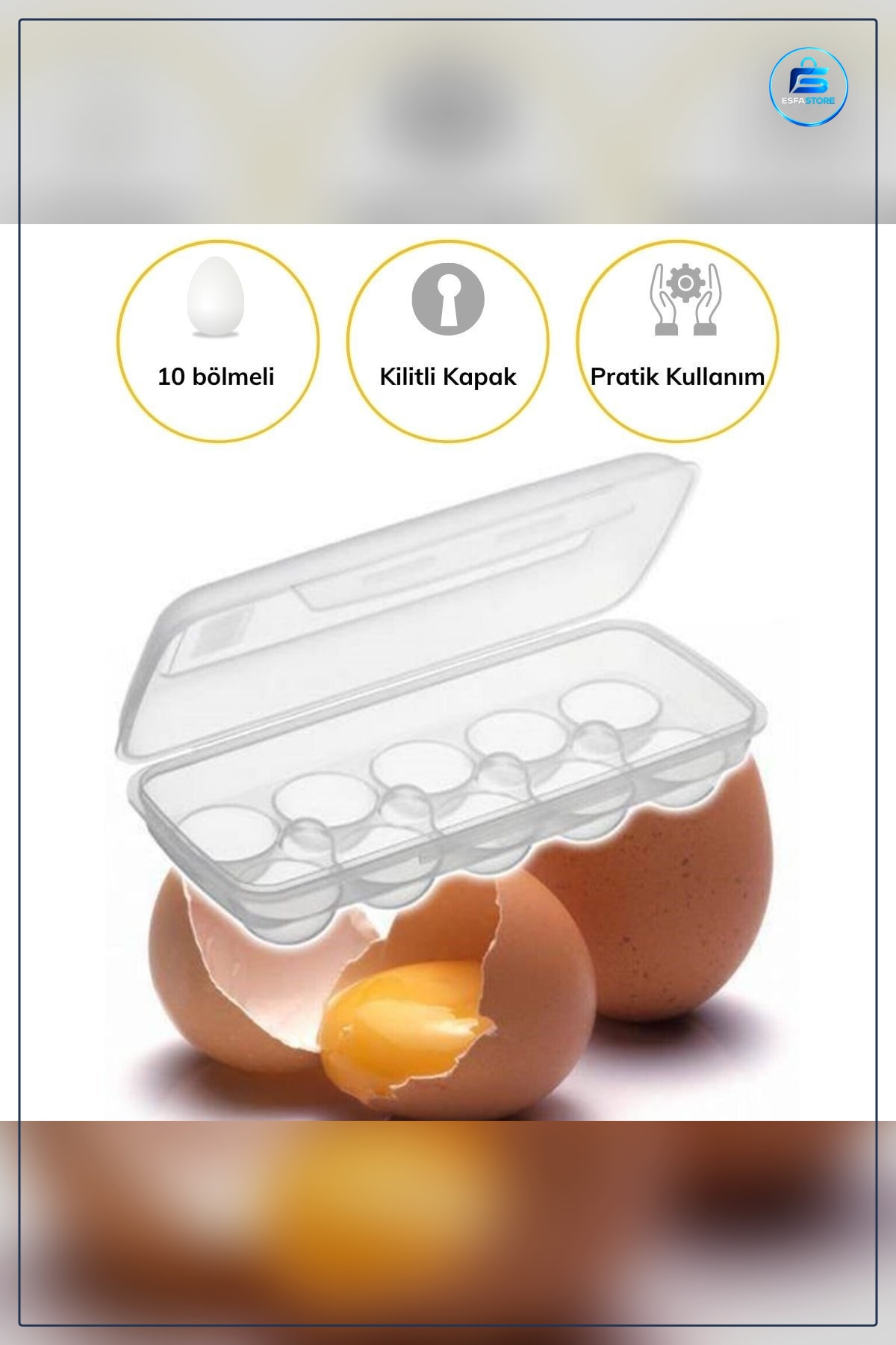 Kilitli Kapaklı Yumurta Saklama Kutusu Sert Plastik Gda Uyumlu Kırılmaz Hijyenik Mutfak Organizeri