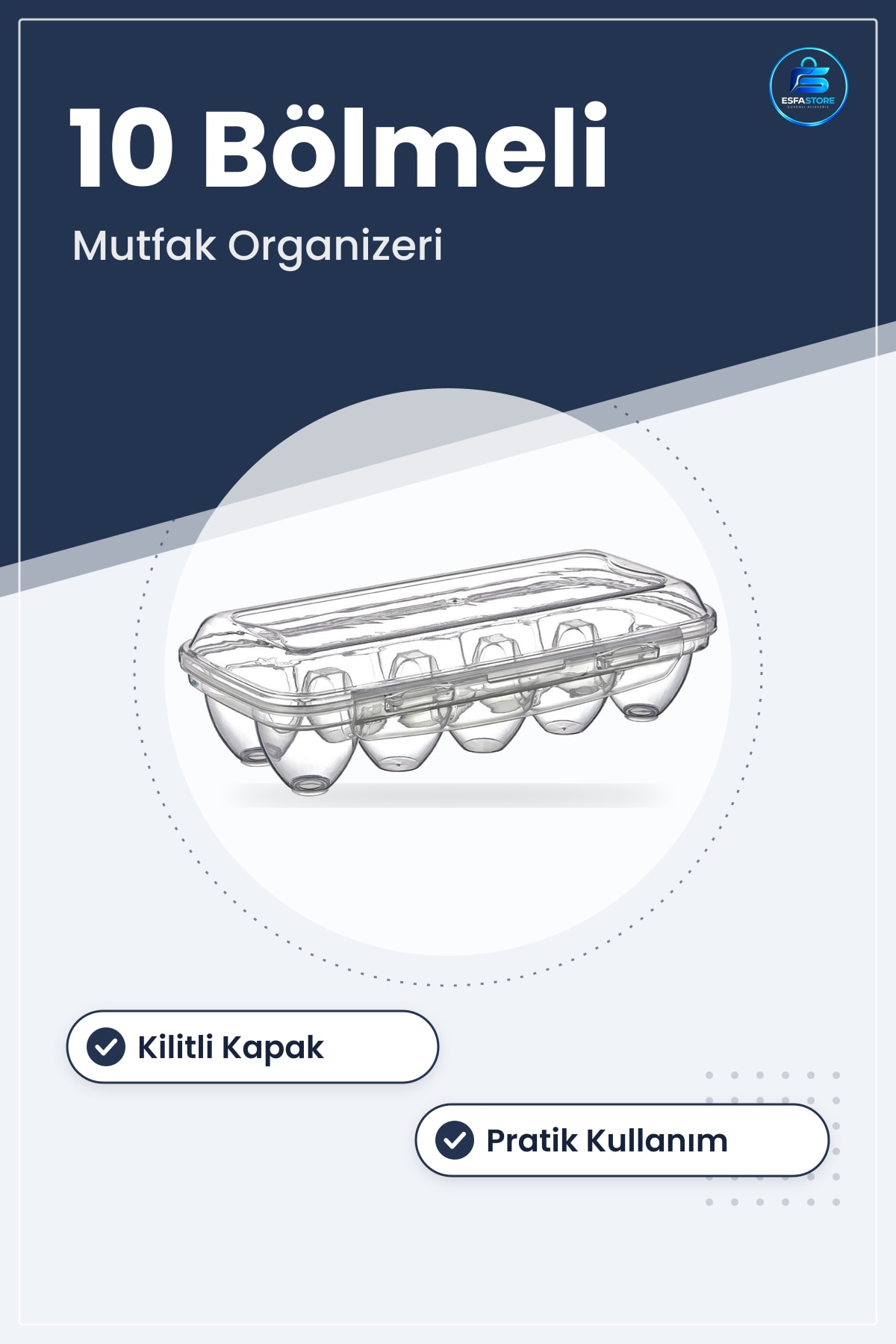 Kilitli Kapaklı Yumurta Saklama Kutusu Sert Plastik Gda Uyumlu Kırılmaz Hijyenik Mutfak Organizeri
