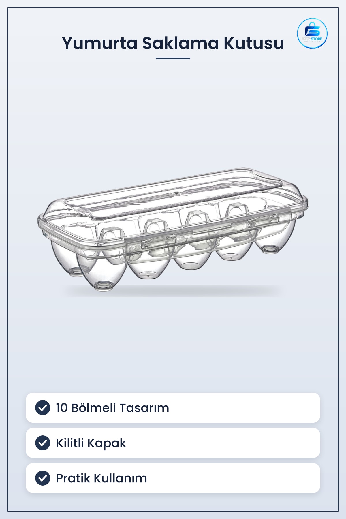 Kilitli Kapaklı Yumurta Saklama Kutusu Sert Plastik Gda Uyumlu Kırılmaz Hijyenik Mutfak Organizeri