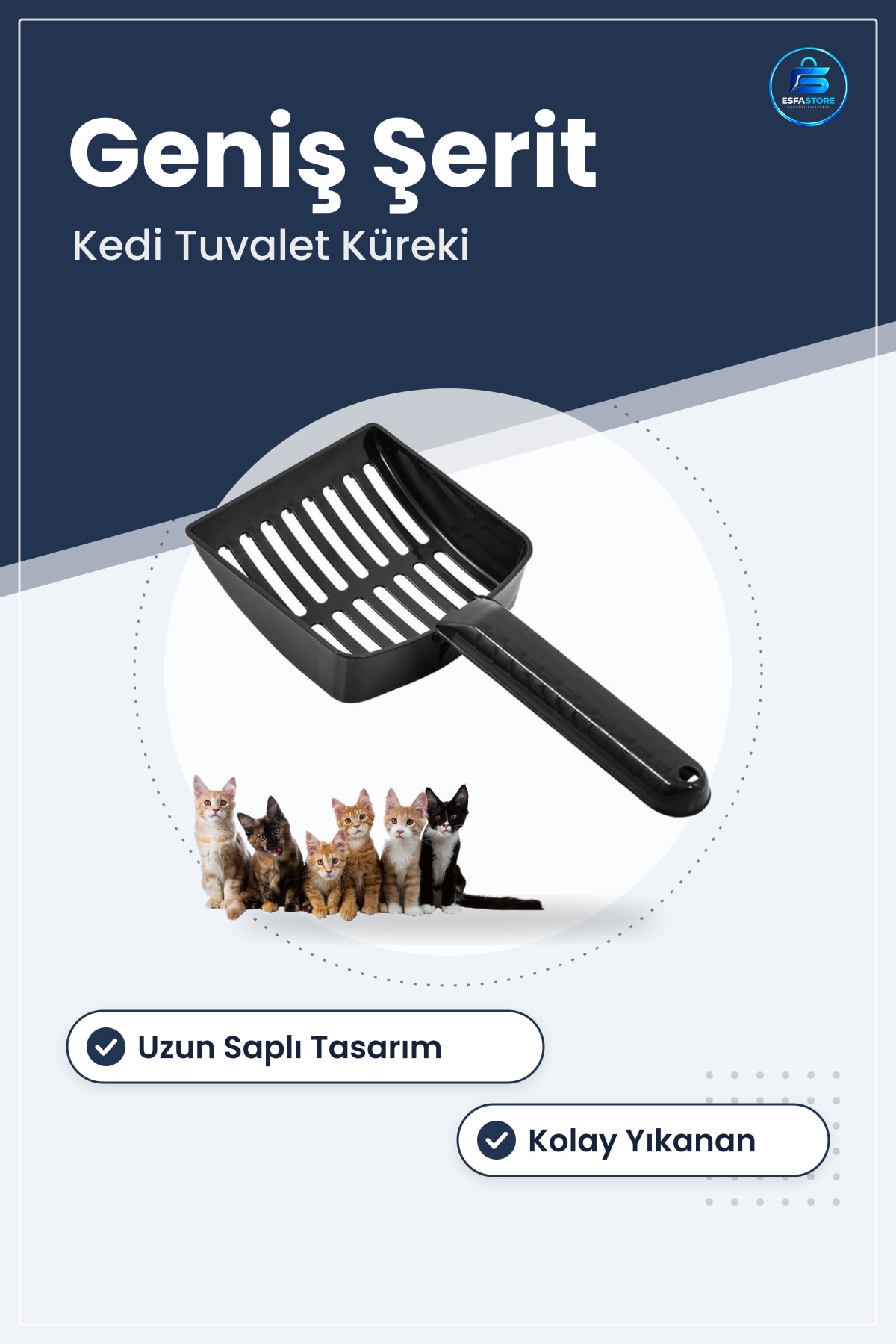 Kedi Kumu Temizleme Küreği Plastik Geniş Şeritli Eleme Dayanıklı Pratik Evcil Hayvan Bakım Aracı