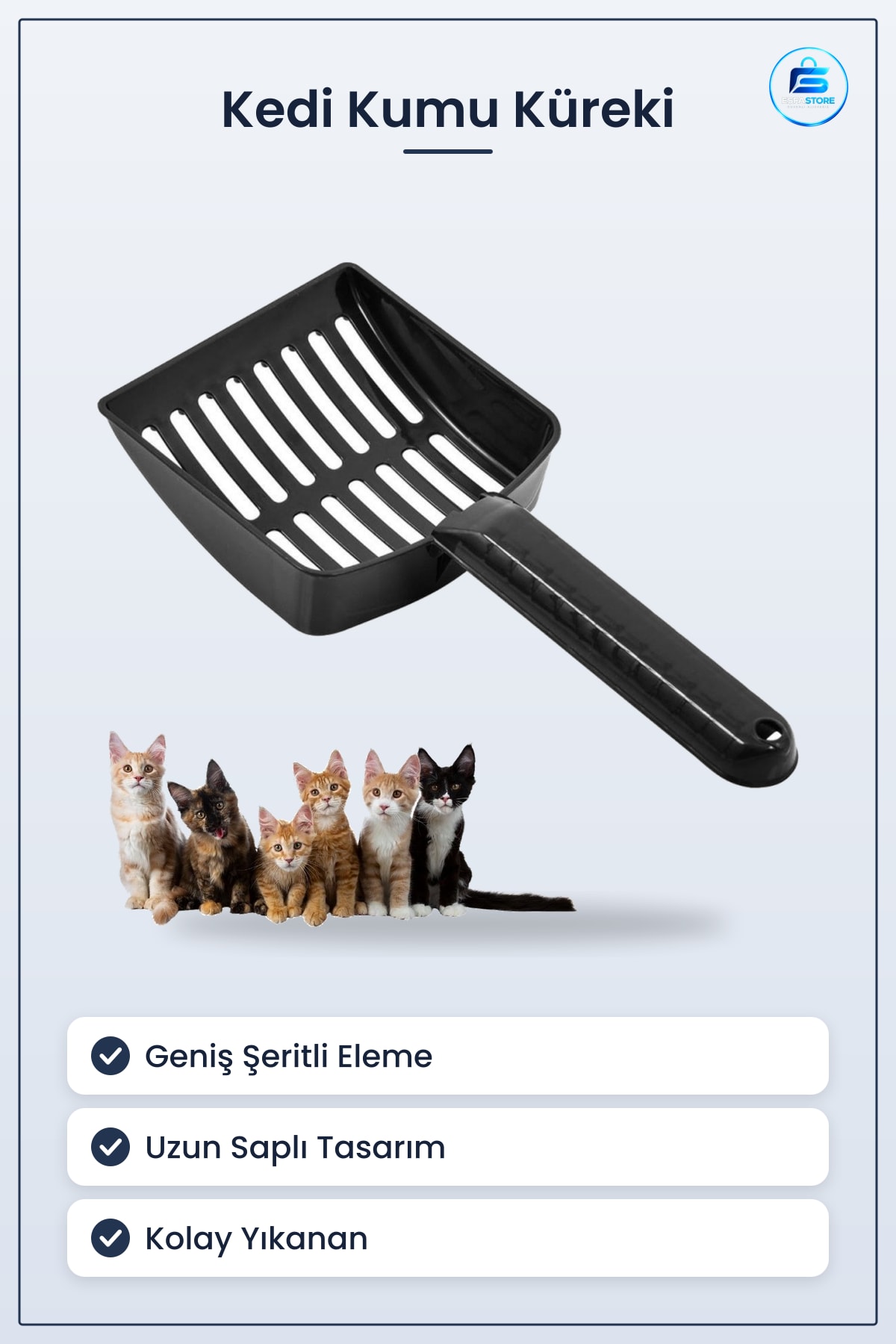 Kedi Kumu Temizleme Küreği Plastik Geniş Şeritli Eleme Dayanıklı Pratik Evcil Hayvan Bakım Aracı