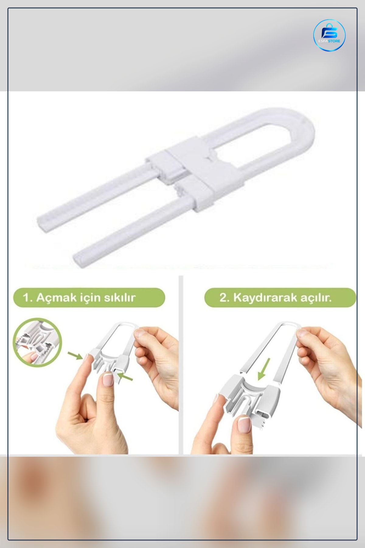 Çocuk Güvenliği İçin Çekmece ve Dolap Koruma Raylı Emniyet Kilidi Sağlam Elastik Pratik Kullanım
