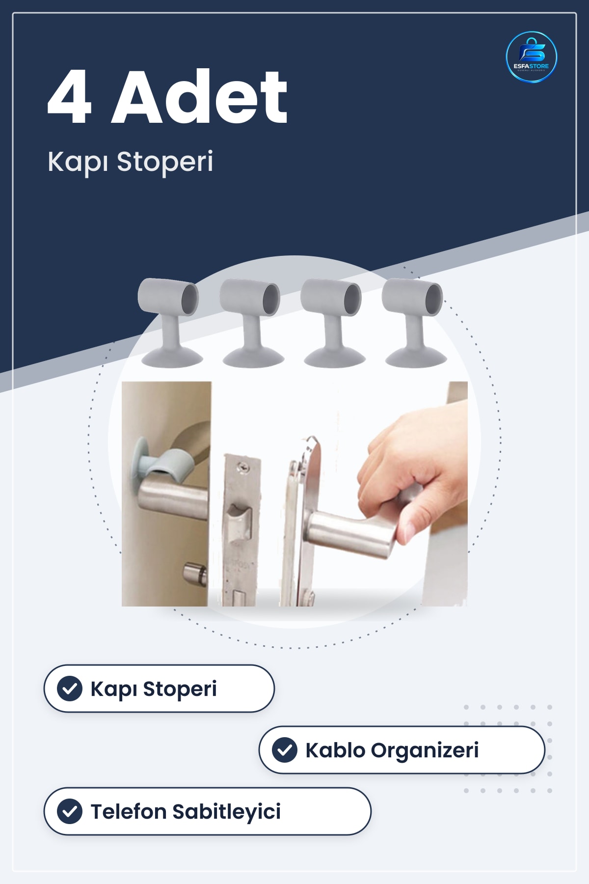 Kapı Stoperi Vakumlu Esnek Kablo Organizeri Telefon Sabitleyici Çok Amaçlı Kullanışlı Pratik