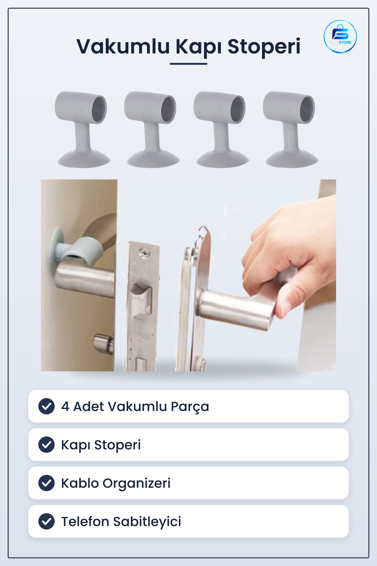 Kapı Stoperi Vakumlu Esnek Kablo Organizeri Telefon Sabitleyici Çok Amaçlı Kullanışlı Pratik