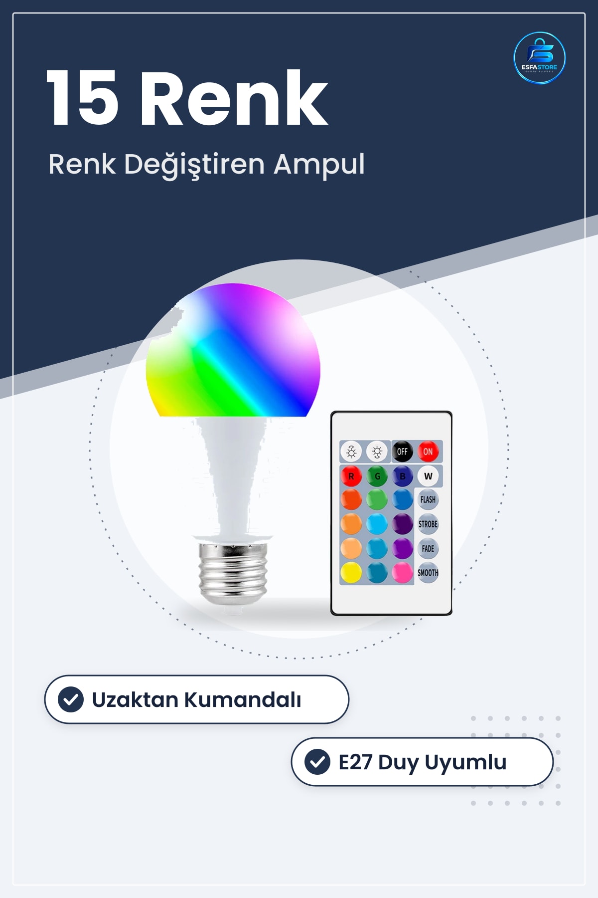Uzaktan Kumandalı Led Ampul Renk Değiştiren Işık Ayarlanabilir Enerji Tasarruflu Aydınlatma