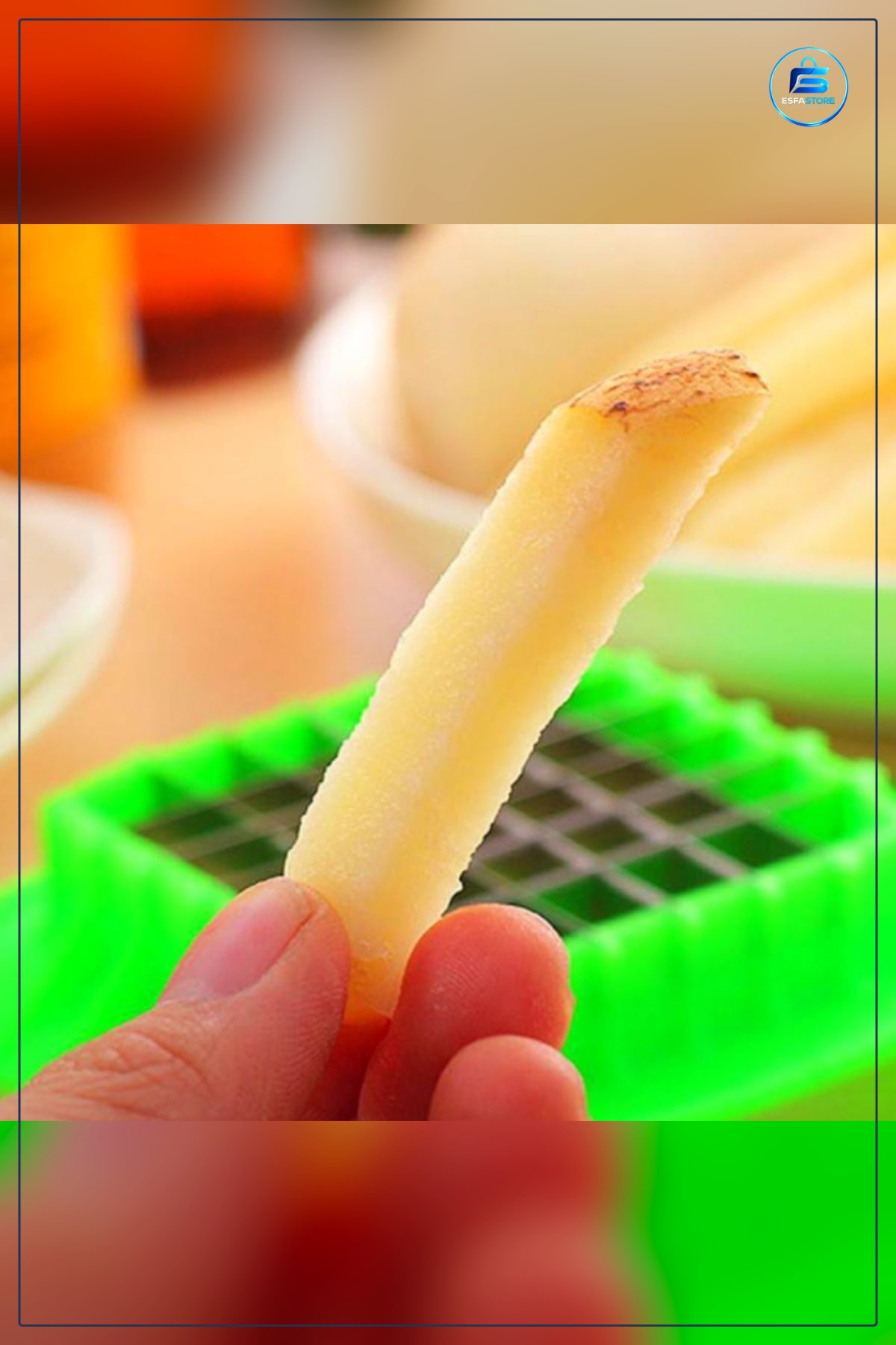 Kare Dizayn Patates Dilimleme Aleti 7 cm x Paslanmaz Bıçaklı Parmak Kesici Aparat