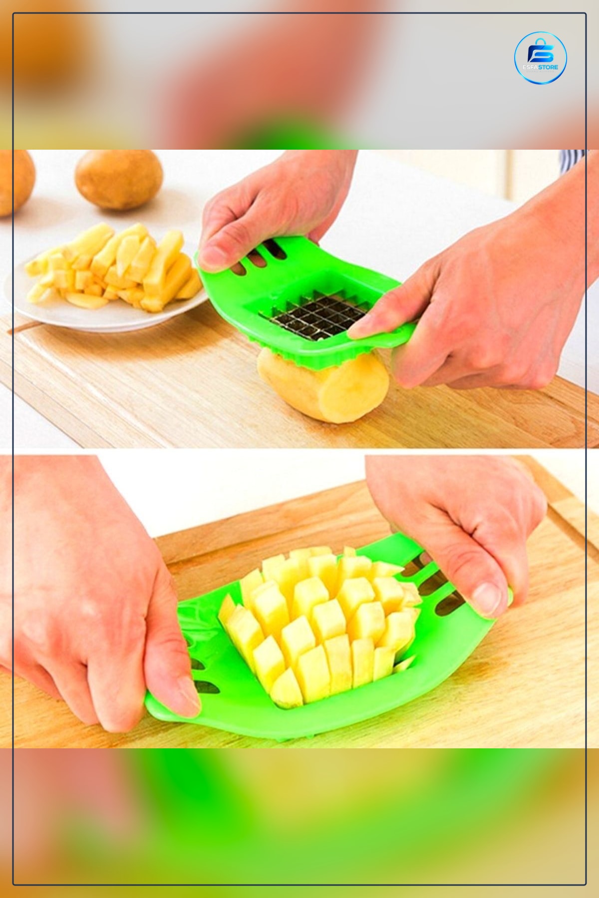Kare Dizayn Patates Dilimleme Aleti 7 cm x Paslanmaz Bıçaklı Parmak Kesici Aparat