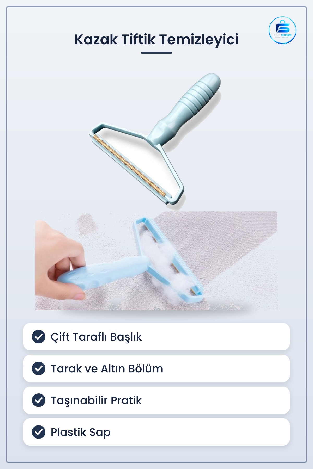 Çift Taraflı Kazak Tiftik Temizleyici Elbise Tüy Alma Aparatı Taşınabilir Pratik Kullanışlı