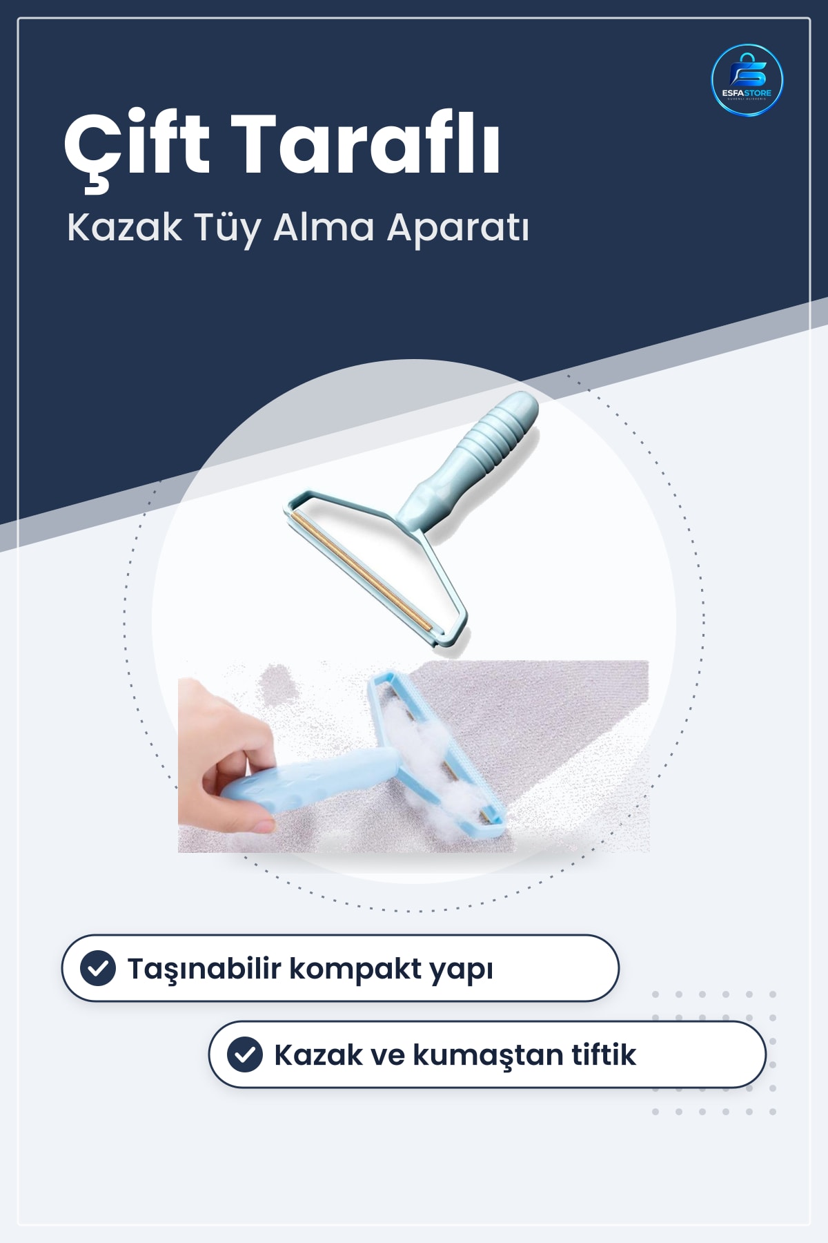 Çift Taraflı Elbise Kazak Tüy Alma ve Tiftik Temizleyici Taşınabilir Kumaş Toplayıcı Aparat Pratik