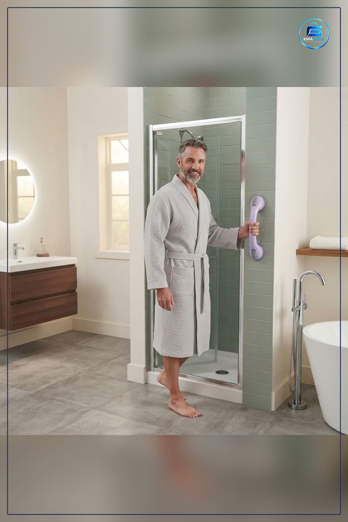 Düşme Ve Kayma Önleyici Banyo Vantuzlu Kilitli Tutacak Yaşlı Destek Duş Kabini Güvenlik Kolu