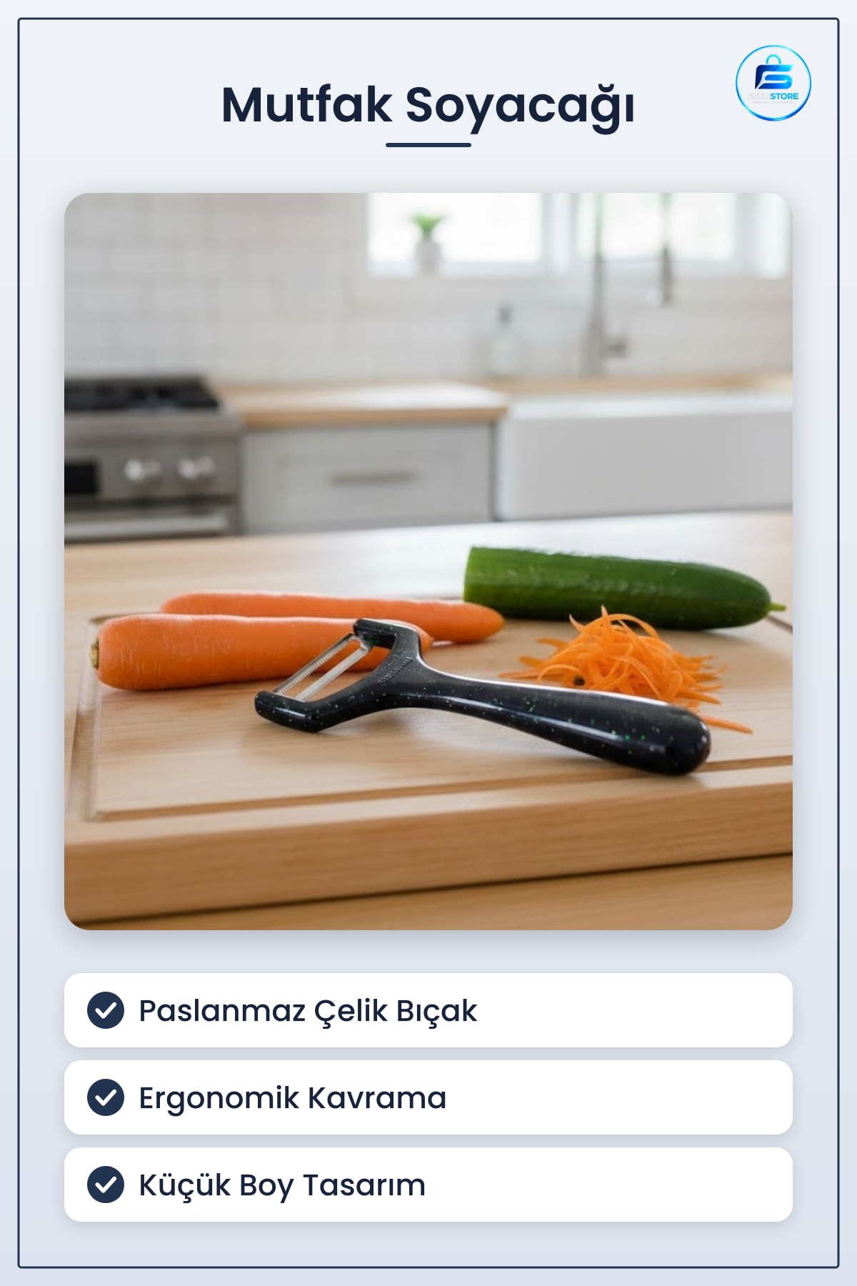 Mutfak Soyacağı Paslanmaz Çelik Küçük Boy Meyve Sebze Soyucu Aparat Pratik Ergonomik Kullanım