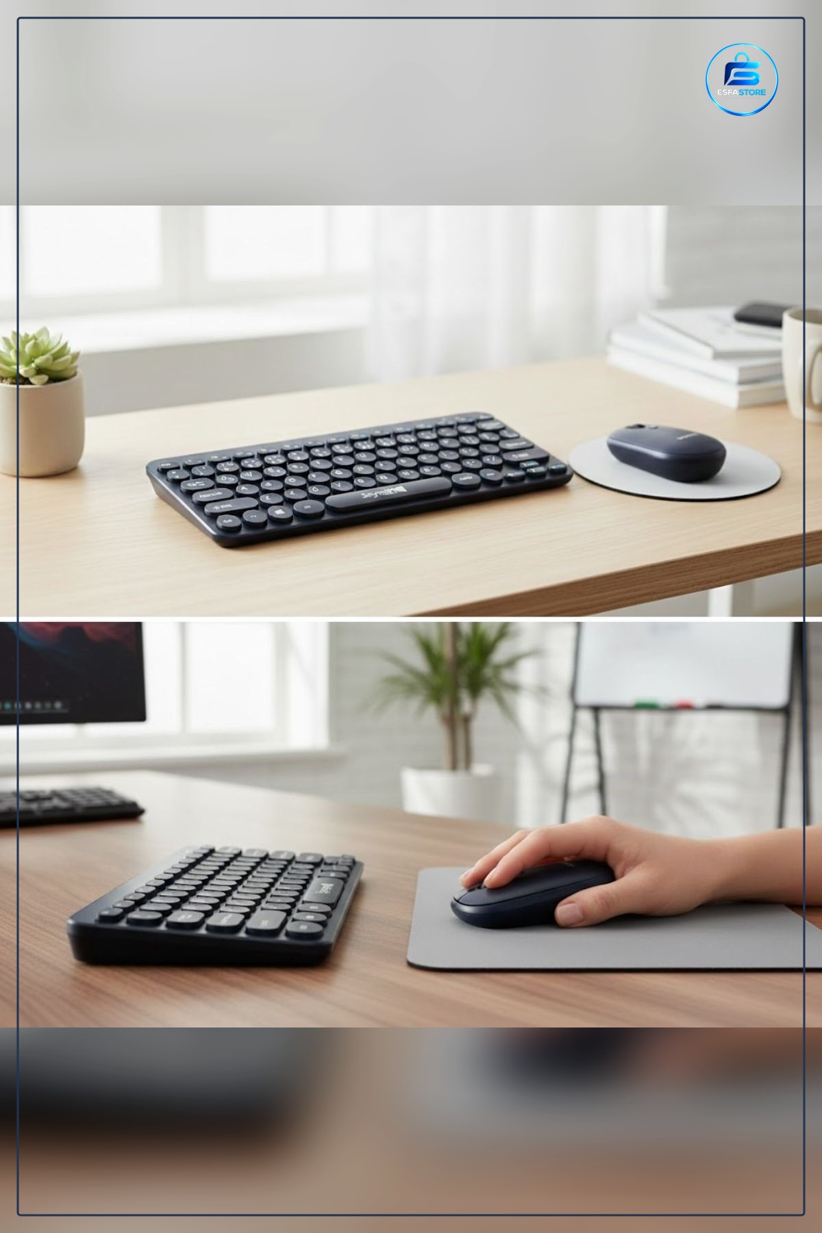 Kablosuz Bluetooth Klavye Mouse Seti Yuvarlak Tuşlu Türkçe Q Dizilim Taşınabilir Ev ve Ofis İçin